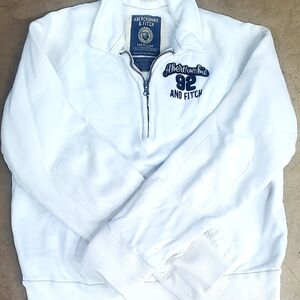 Abercrombie & Fitch White Sweater with Blue Logo